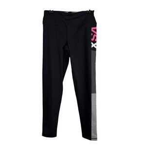 Victorias Secret Sport VSX Tight Leggings Black Pink Graphic Womens L/G